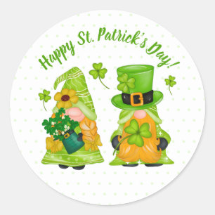 Leprechaun Gnome Kleeblatt Happy St. Patrick's Day Runder Aufkleber