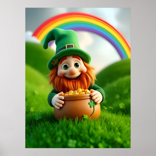 Leprechaun Gnome St. Patrick's Day Shamrock Poster (Vorne)