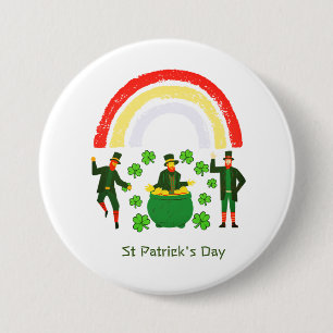 Leprechaun Gold Kleeblatt Rainbow St Patrick's Day Button