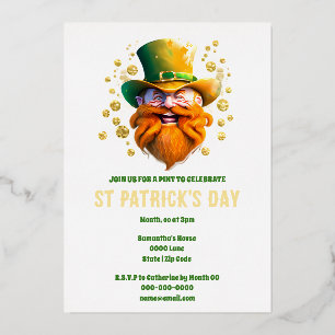 Leprechaun-Goldfolie Folieneinladung