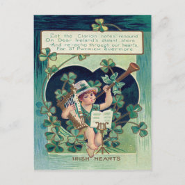 Leprechaun Harp Kleeblatt Horn Postkarte