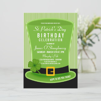 Leprechaun Hat Birthday Party Einladungen