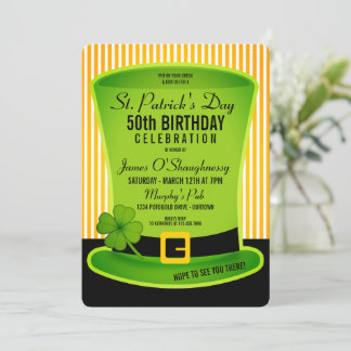 Leprechaun Hat Birthday Party Einladungen