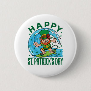 Leprechaun Hawaiian St Patricks Day Button