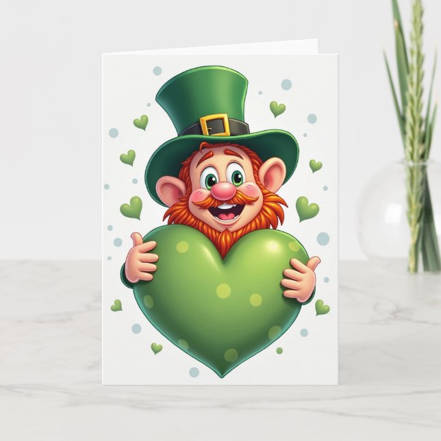 Leprechaun-Herzmusterkarte Karte (Vorderseite)