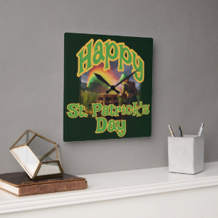 Leprechaun Hideaway Quadratische Wanduhr