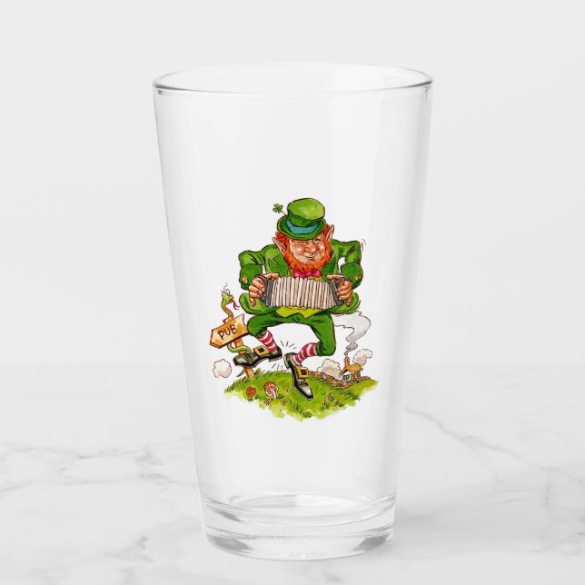 Leprechaun in Green, Happy Saint Patrick's Day Glas (Vorderseite)