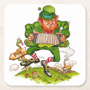 Leprechaun in Green, Happy Saint Patrick's Day Rechteckiger Pappuntersetzer