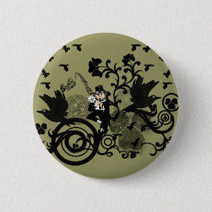 Leprechaun in Schwarz Button