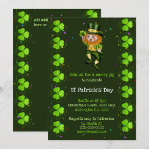 Leprechaun jig Glück Kleeblatt Irish Cloud Party Einladung