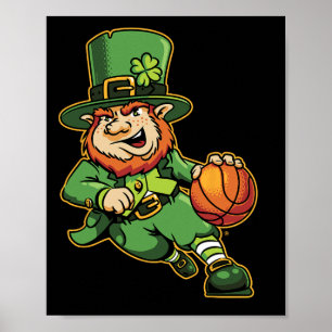 Leprechaun Kids Bysketbyll St Patricks Day Lucky B Poster