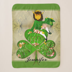 Leprechaun Kleeblatt "Happy St. Patrick's" Sherpadecke