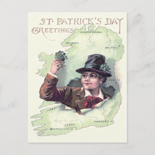 Leprechaun Kleeblatt Ireland Island Postkarte (Vorderseite)