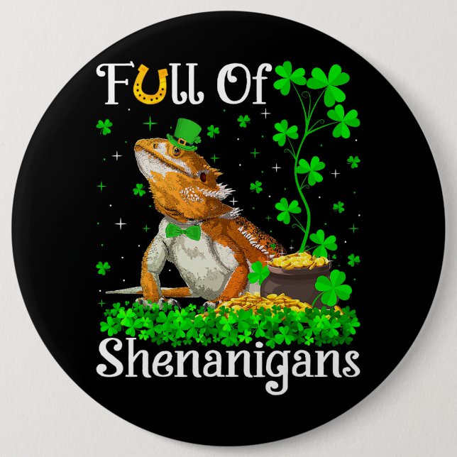 Leprechaun Kleeblatt Leaf Bearded Dragon St. Patri Button (Vorderseite)