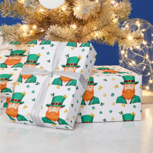 Leprechaun-Kleeblatt-Shamrock Patrick's Day Geschenkpapier