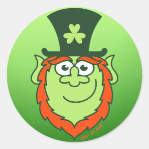 Leprechaun Lächeln am St Paddy's Day Runder Aufkleber
