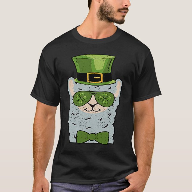 Leprechaun Llama Head Alpaca St Patricks Day Anima T-Shirt (Vorderseite)