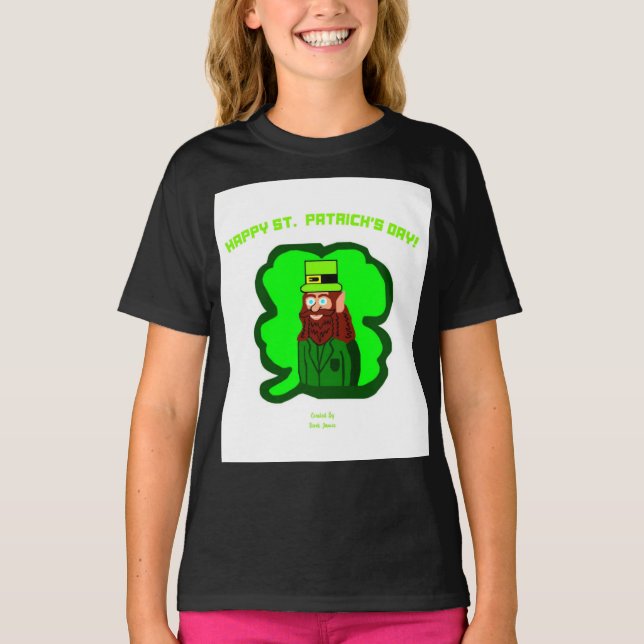 Leprechaun Magic Girls Black Basic T Shirt (Vorderseite)
