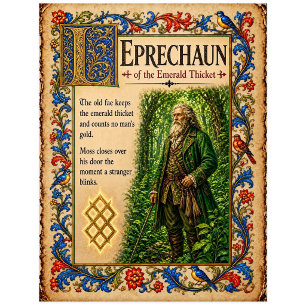Leprechaun, mittelalterliche Bestiarien-Kunst Postkarte