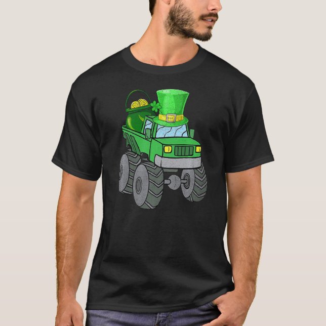 Leprechaun Monster Truck Kleeblatt St Patrick Day  T-Shirt (Vorderseite)