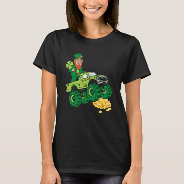 Leprechaun Monster Truck Shamrock St Patrick Day B T-Shirt (Vorderseite)