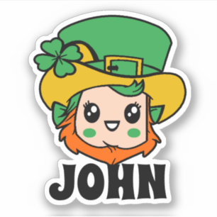 Leprechaun-Name-Aufkleber für grünes Kleeblatt Aufkleber