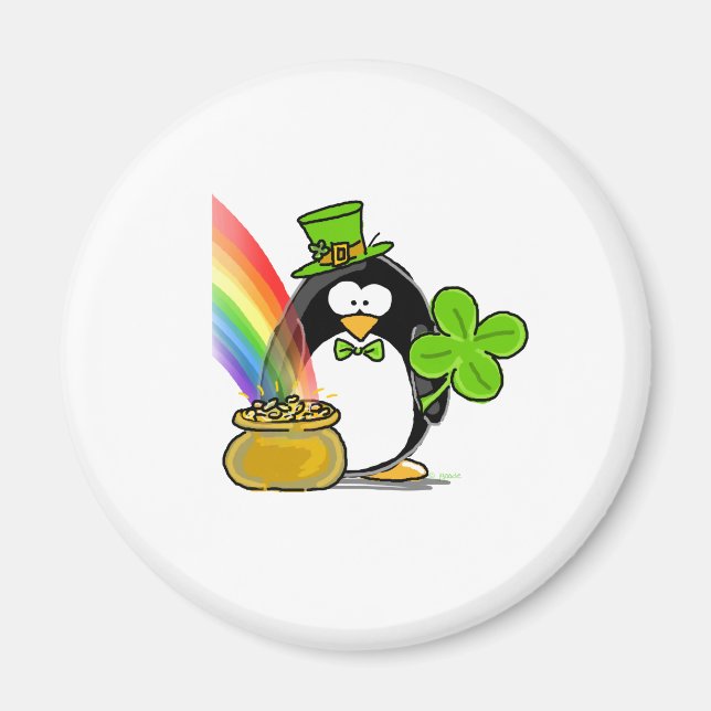 Leprechaun Penguin Magnet (Vorne)