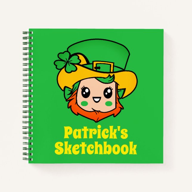 Leprechaun Personalisiert Kid Sketchbook Notebook Notizbuch (Vorderseite)