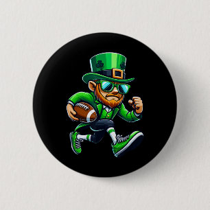 Leprechaun Playing Football St Patricks Day Sport Button