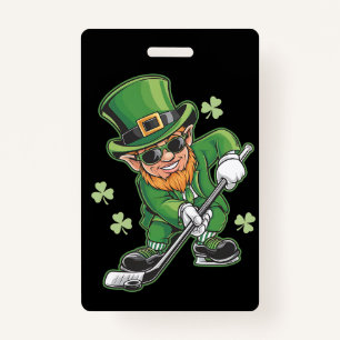 Leprechaun Playing Hockey St Patrick's Day Ausweis