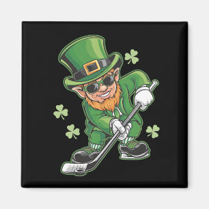 Leprechaun Playing Hockey St Patrick's Day Magnet