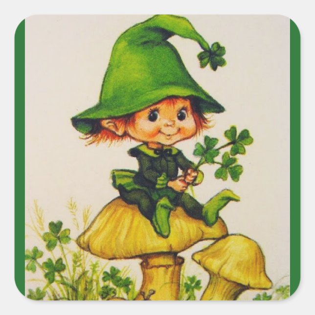 Leprechaun Quadratischer Aufkleber (Vorderseite)