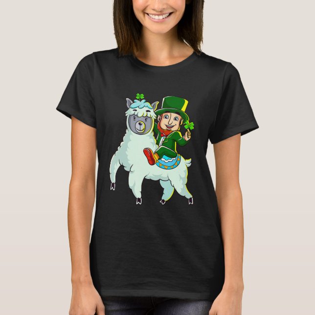 Leprechaun Riding Llama Shirt Funny St Patricks Da (Vorderseite)