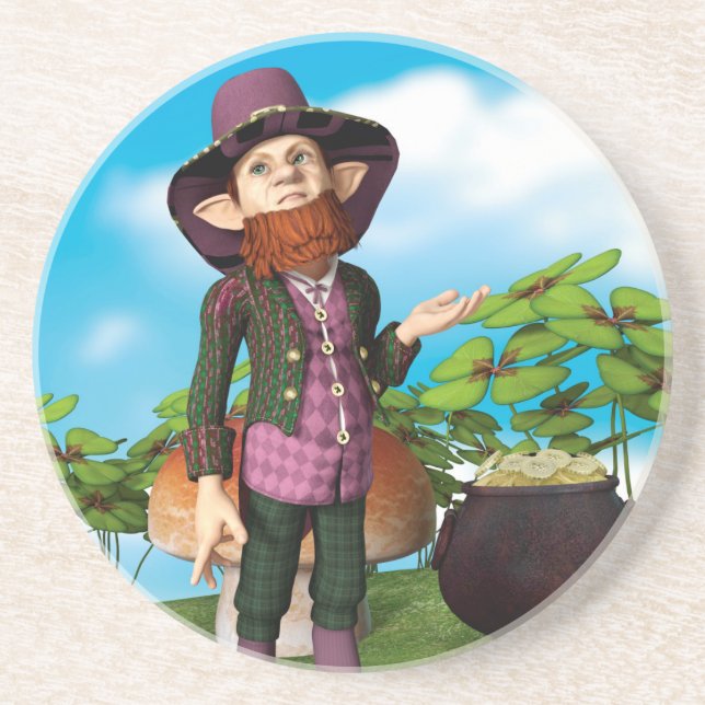 Leprechaun Sandstein Untersetzer (Vorne)