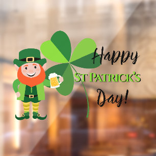 Leprechaun Shamrock Frohen St. Patrick’s Tag Fensteraufkleber