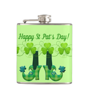 Leprechaun Shoes St Patrick's Day Flachmann