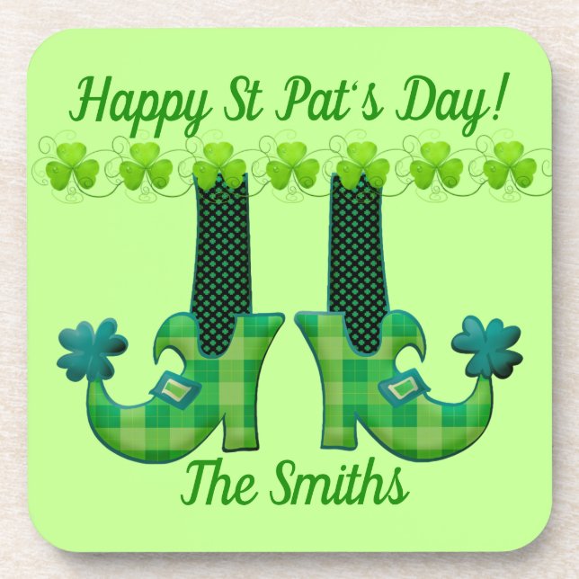 Leprechaun Shoes St Patrick's Day Getränkeuntersetzer (Vorderseite)