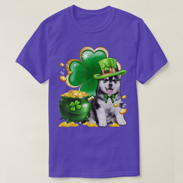 Leprechaun Siberian Husky Irish Kleeblatt Dog St P T-Shirt (Design vorne)