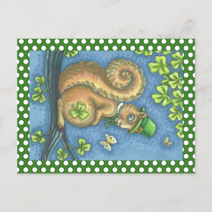 LEPRECHAUN SQUIRREL, ST. CARTE POSTALE JOUR DE PAT