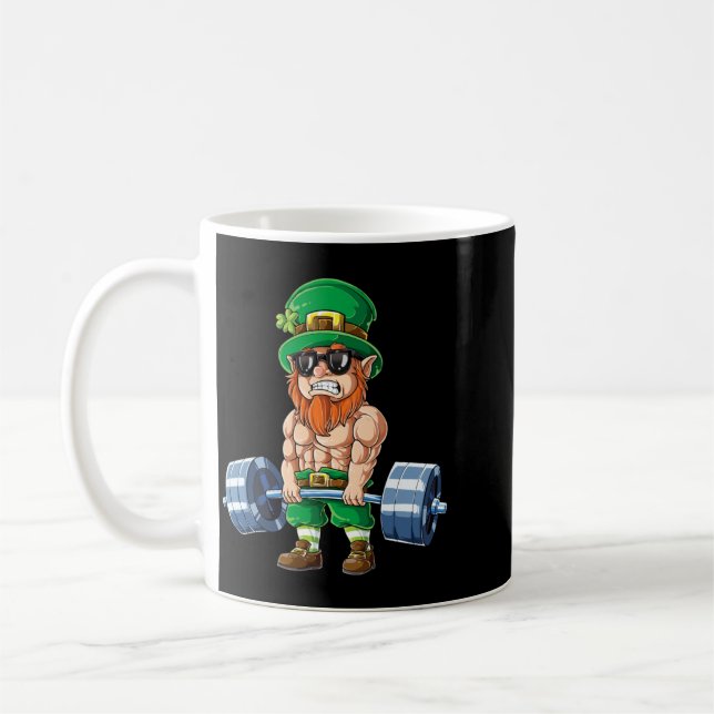 Leprechaun St. Patricks Day Gewichtheben Kaffeetasse (Links)