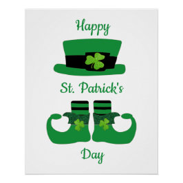 Leprechaun St. Patricks Day Green Black Poster