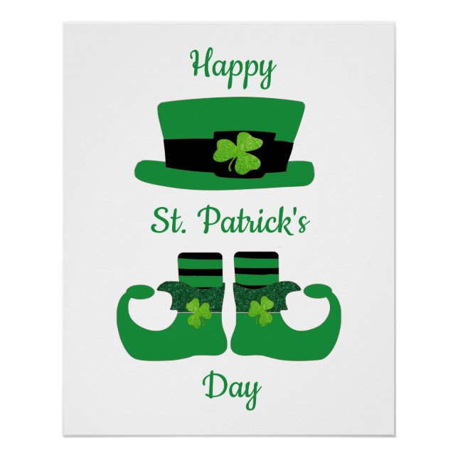 Leprechaun St. Patricks Day Green Black Poster (Vorderseite)