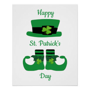 Leprechaun St. Patrick's Day Grün Schwarz   Poster