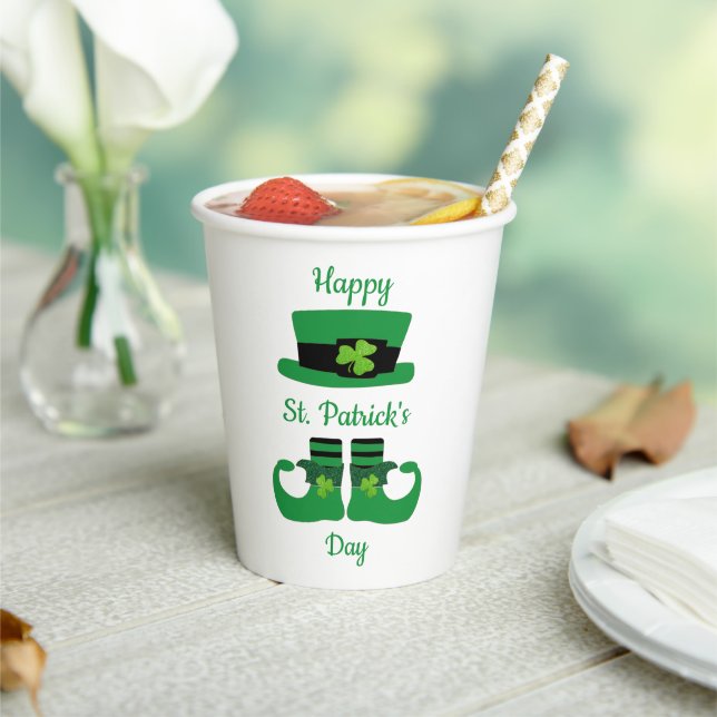 Leprechaun St. Patrick's Day Party Green Black Pappbecher (In Situ)