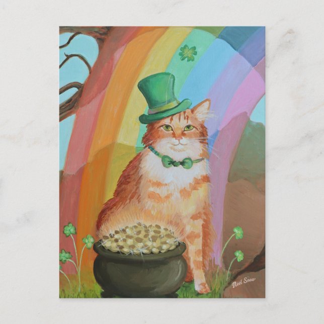 Leprechaun St. Patrick's Day Tabby Cat Postkarte (Vorderseite)