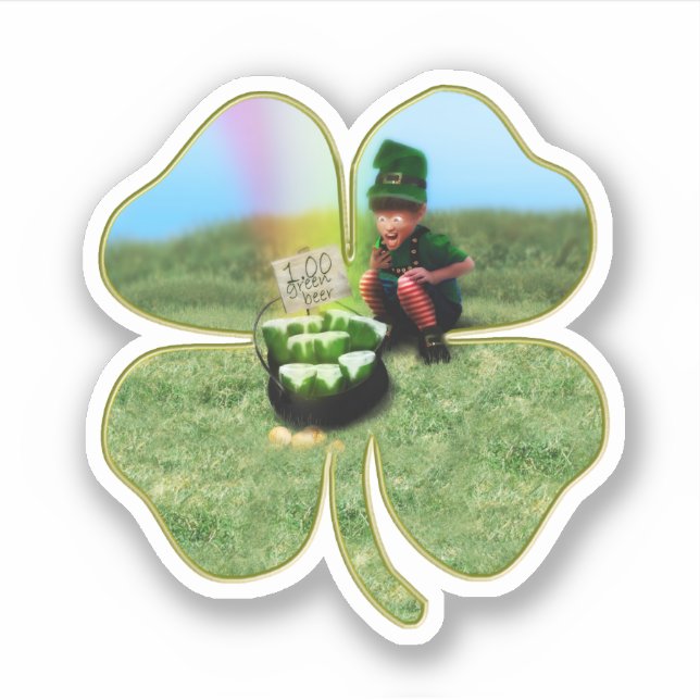 Leprechaun St. Patrick's Tag Aufkleber (Vorderseite)