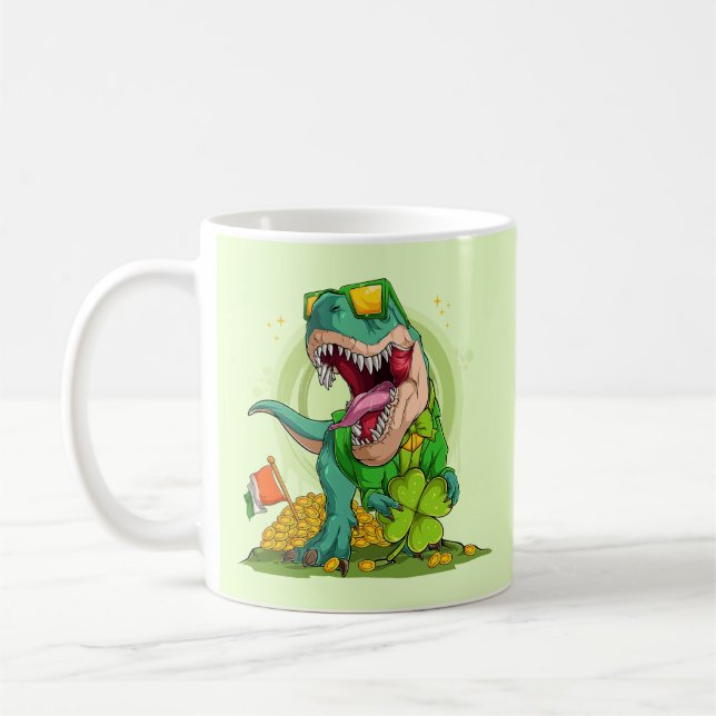 Leprechaun T-Rex St. Patrick's Day Kaffeetasse (Links)