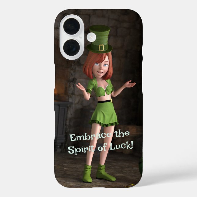 Leprechaun Toon Girl iPhone 16 Hülle (Rückseite)