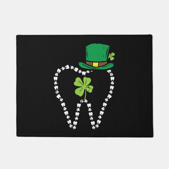 Leprechaun Tooth Kleeblatt St Patrick Day Dentist Fußmatte (Vorderseite)