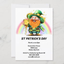 Leprechaun Topf mit Regenbogen Irish Glückliches P Einladung